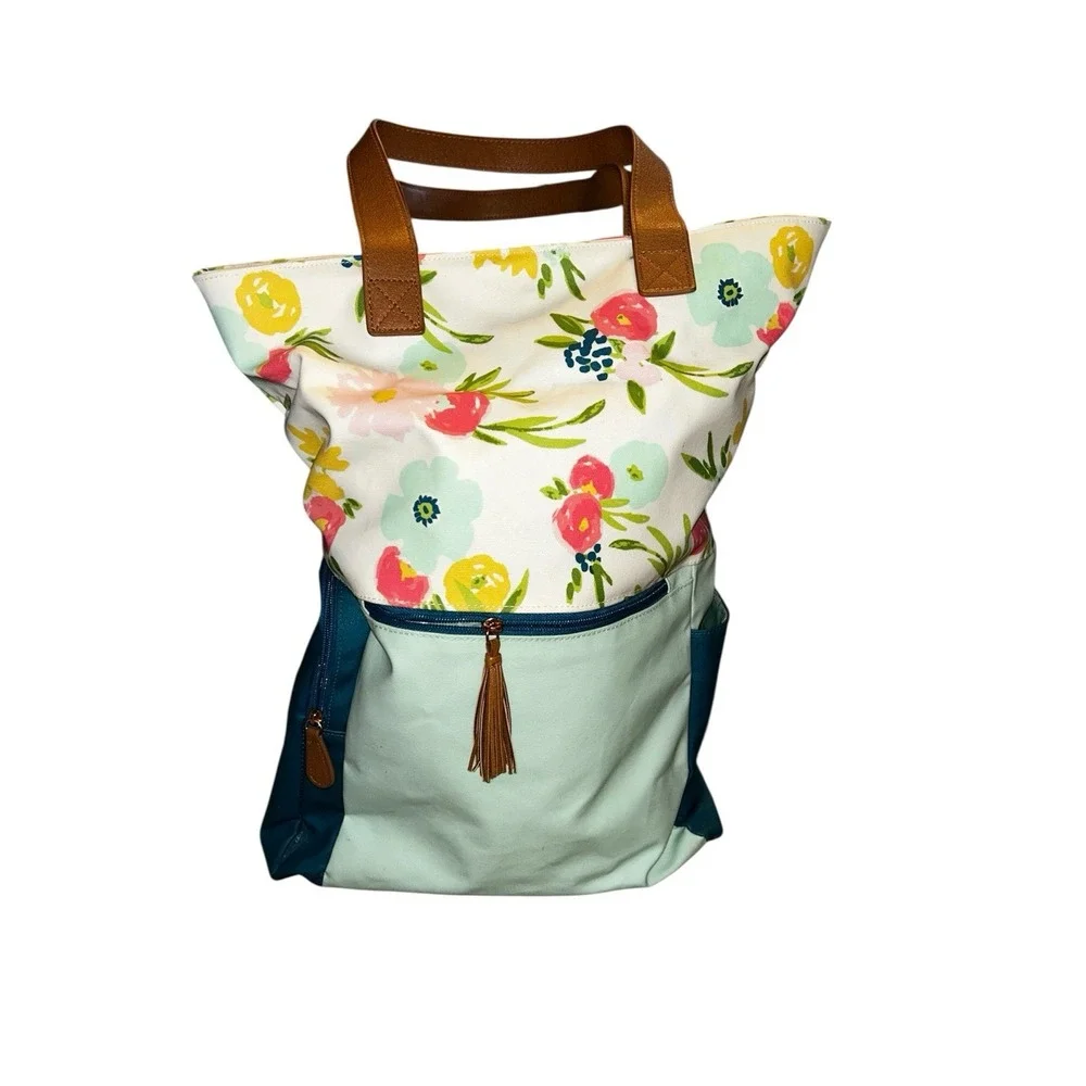 Cloud Island Fold Over Convertible Backpack Diaper Bag Floral Print